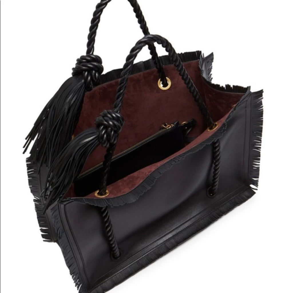 Valentino Garavani The Rope Large Fringe Brown Leather Tote Bag – Queen Bee  of Beverly Hills